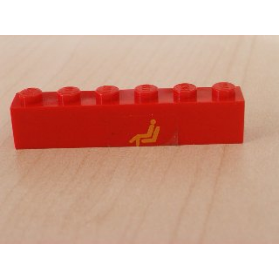 Brick 1 x 6 with Yellow Train Waiting Room Pattern (Sticker) - Set 2150