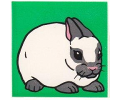 Duplo, Tile 2 x 2 x 1 with Rabbit Mosaic Picture 10 Pattern (Set 1014)