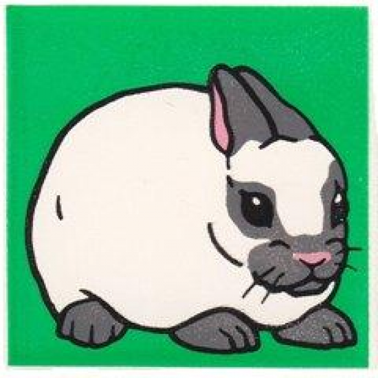 Duplo, Tile 2 x 2 x 1 with Rabbit Mosaic Picture 10 Pattern (Set 1014)