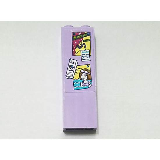 Brick 1 x 2 x 5 with 'MAY 26th', Rock Climber, 'Sign Up', and Swimmer Bulletins Pattern (Sticker) - Set 41325