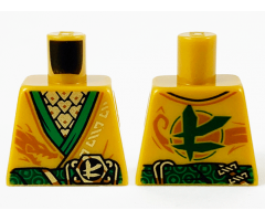 Torso Tunic with Green Hems and Sash, Gold Scale Armor, Dark Orange Dragon and Gold Ninjago Logogram 'L' Pattern
