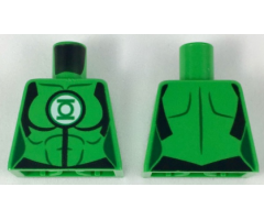 Torso Female Muscles Outline with Green Lantern Logo in White Circle, Black Shoulders and Belt Line Pattern