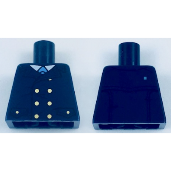 Torso Coat with Light Blue Tie and Gold Buttons Pattern