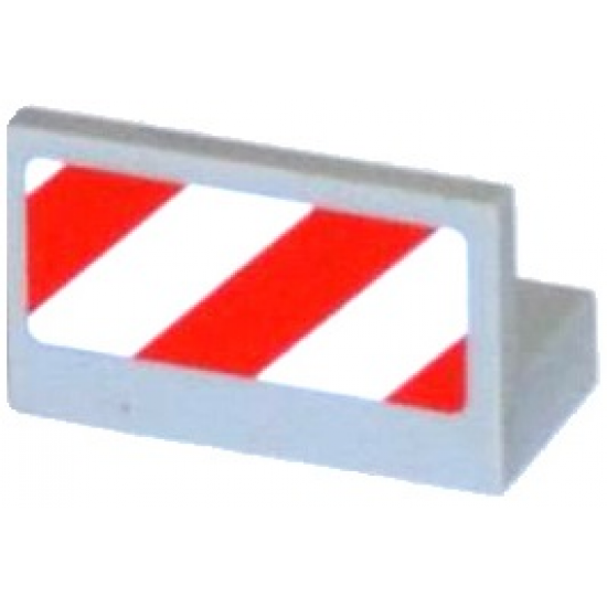 Panel 1 x 2 x 1 with Red and White Danger Stripes Pattern Model Left Side (Sticker) - Set 60079