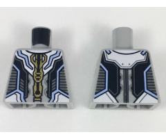 Torso Armor with Gold and Bright Light Blue Trim, Black and Dark Bluish Gray Panels Pattern
