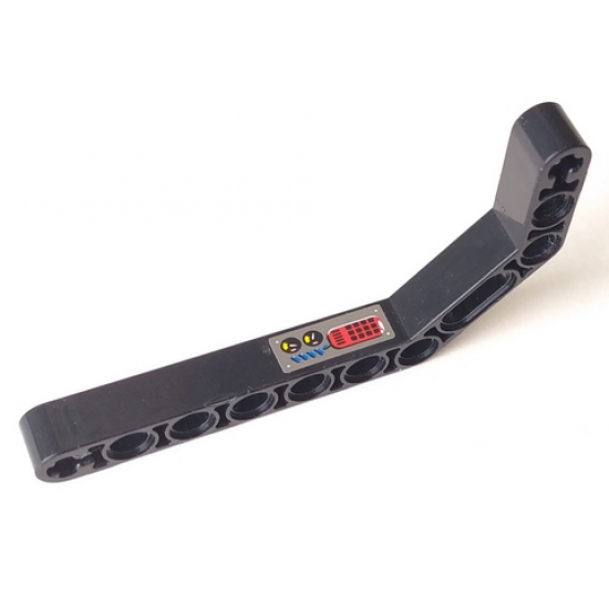 Technic, Liftarm 1 x 11.5 Double Bent Thick with Red Control Pad, Blue Vents and Gauges Pattern (Sticker) - Set 8229