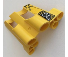 Technic, Panel Fairing # 1 Large Short, Large Holes, Side A with 'F1' and Checkered Pattern (Sticker) - Set 8445