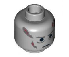 Minifigure, Head Male Scars Gray Left & Right, Gray Eyebrows Pattern (Darth Vader) - Hollow Stud