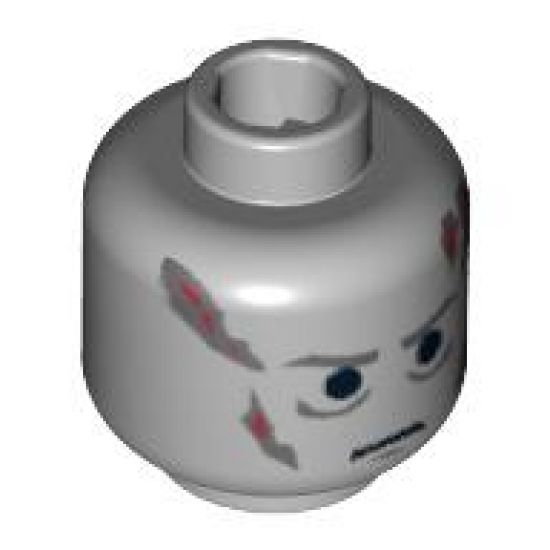 Minifigure, Head Male Scars Gray Left & Right, Gray Eyebrows Pattern (Darth Vader) - Hollow Stud