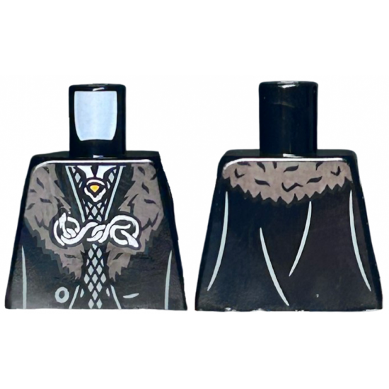 Torso Hogwarts Robe with Silver Clasp and Dark Red Ornament Pattern