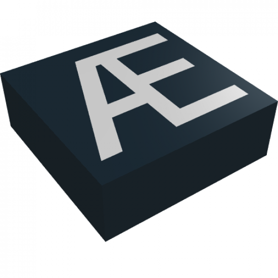 Tile 1 x 1 with Silver Capital Letter Æ Pattern