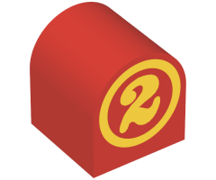 Duplo, Brick 2 x 2 x 2 Curved Top with Circled Number 2 Pattern