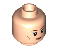 Minifigure, Head Dual Sided Female Brown Eyebrows, Light Orange Lips and Cheek Lines, Smile / Open Mouth Pattern (SW Vice Admiral Holdo) - Hollow Stud