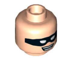 Minifigure, Head Dual Sided Male Black Eye Mask with Eye Holes, Chin Dimple, Smile / Scared Pattern (Robin) - Hollow Stud