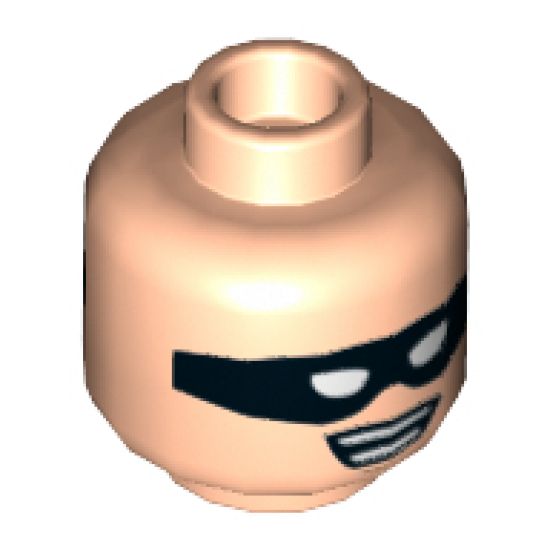 Minifigure, Head Dual Sided Male Black Eye Mask with Eye Holes, Chin Dimple, Smile / Scared Pattern (Robin) - Hollow Stud