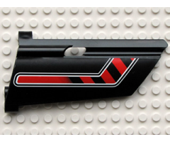 Technic, Panel Fairing #20 Large Long, Small Hole, Side A with Red / Black Diagonal Stripe Bent Pattern (Sticker) - Set 8285