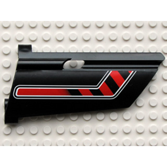 Technic, Panel Fairing #20 Large Long, Small Hole, Side A with Red / Black Diagonal Stripe Bent Pattern (Sticker) - Set 8285