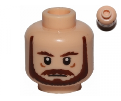 Minifigure, Head Beard with Brown Eyebrows, Moustache and Beard Pattern - Hollow Stud