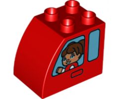 Duplo, Brick 2 x 3 x 2 with Curved Top and 2 Windows with Girl / Boy Pattern