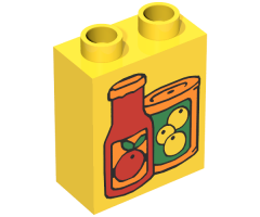 Duplo, Brick 1 x 2 x 2 with Fruit Juice Containers Pattern