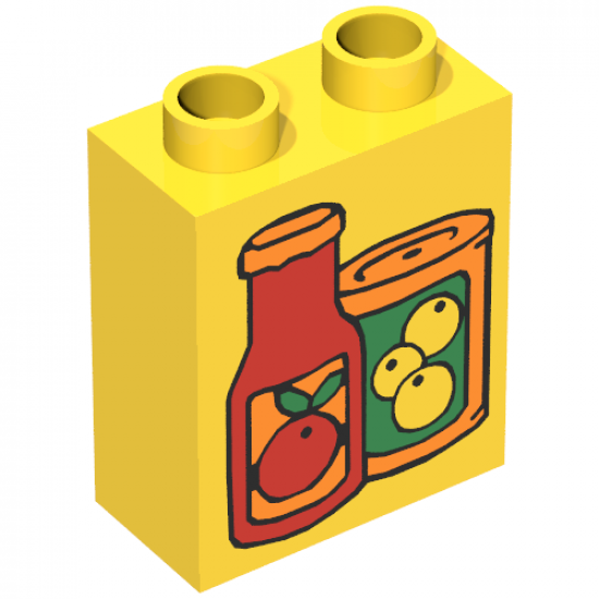 Duplo, Brick 1 x 2 x 2 with Fruit Juice Containers Pattern