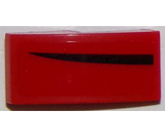 Slope, Curved 2 x 1 with Thin Black Curved Stripe on Red Background Pattern Model Left Side (Sticker) - Set 75874