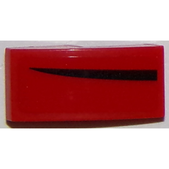 Slope, Curved 2 x 1 with Thin Black Curved Stripe on Red Background Pattern Model Left Side (Sticker) - Set 75874