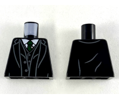 Torso Suit with Vest, White Shirt and Dark Green Tie with Silver Pin Pattern