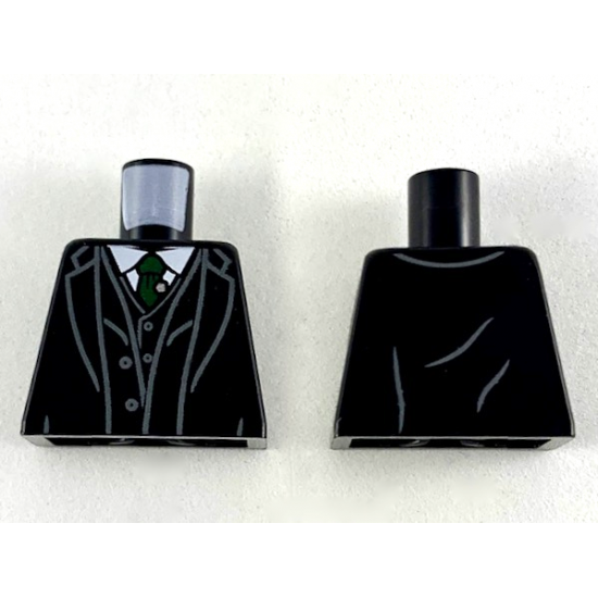 Torso Suit with Vest, White Shirt and Dark Green Tie with Silver Pin Pattern