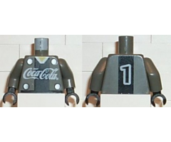 Torso Coca-Cola Logo with V-Neck Shirt, Back Stripe and 4 Buttons Pattern / Dark Gray Arms / Black Hands