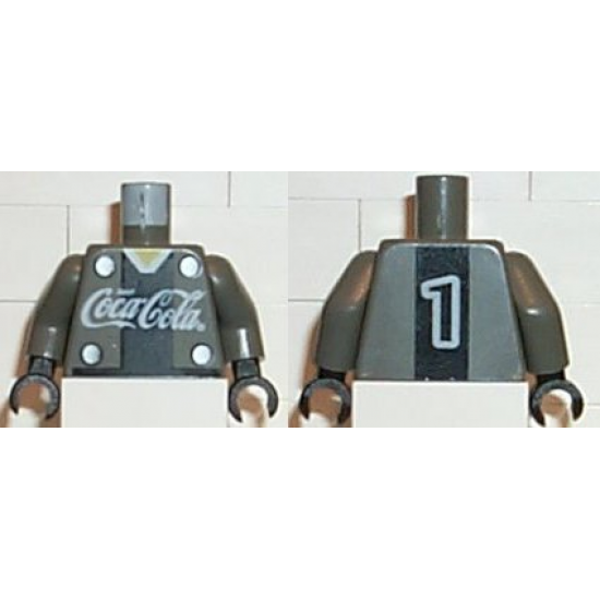 Torso Coca-Cola Logo with V-Neck Shirt, Back Stripe and 4 Buttons Pattern / Dark Gray Arms / Black Hands