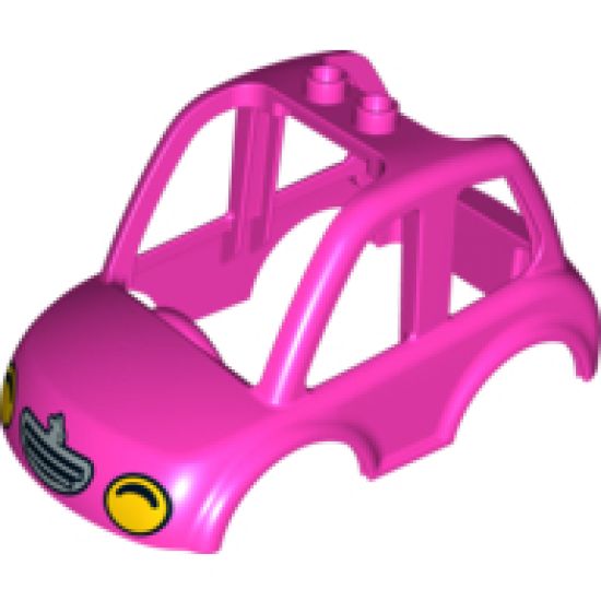 Duplo, Vehicle Car Body High Cab 2 Top Studs with Yellow Headlights and Grille Pattern