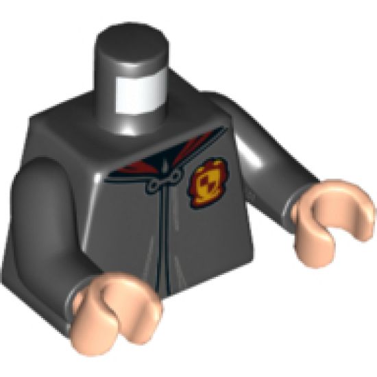 Torso Hogwarts Robe Clasped with Gryffindor Crest Pattern / Black Arms / Light Nougat Hands