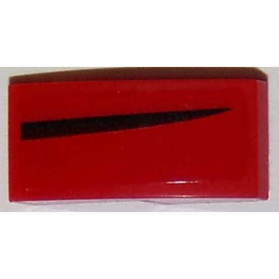 Slope, Curved 2 x 1 with Thin Black Curved Stripe on Red Background Pattern Model Right Side (Sticker) - Set 75874