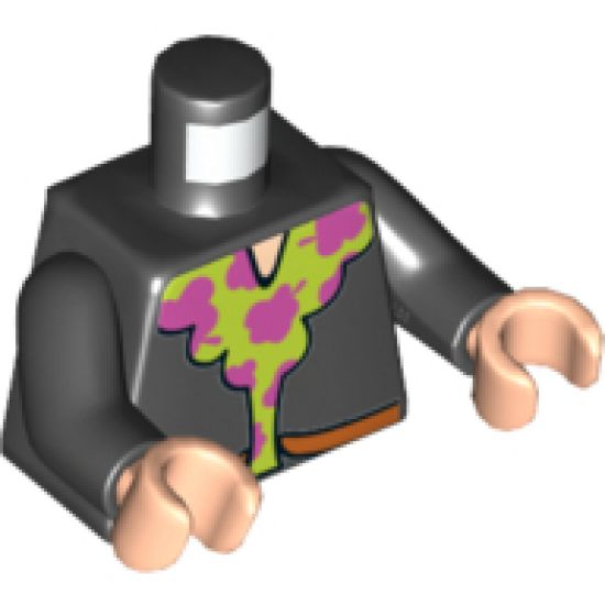Torso Jacket with Lime and Medium Lavender Fluffy Trim Pattern / Black Arms / Light Nougat Hands