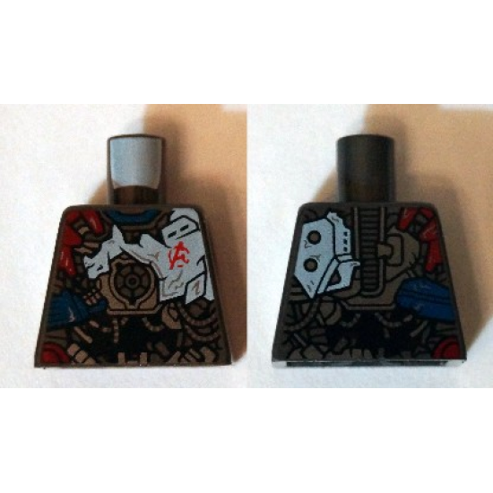 Torso Black, Dark Red, and Dark Blue Armor with Red Avengers Logo Pattern (Ultron MK1)