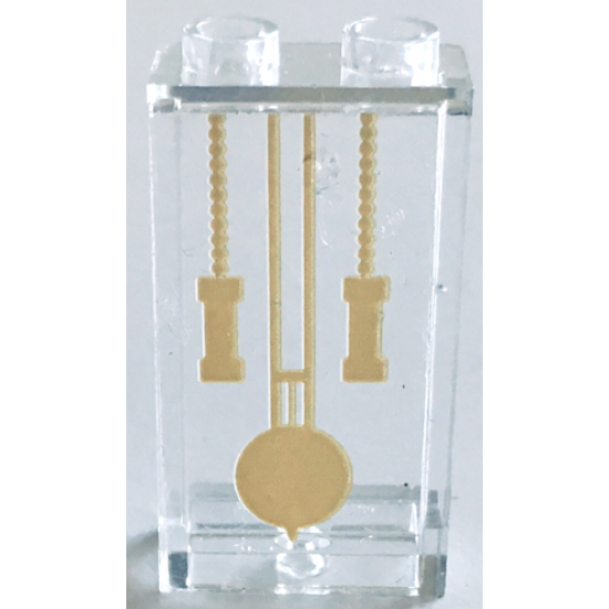 Panel 1 x 2 x 3 with Side Supports - Hollow Studs with Gold Grandfather Clock Pendulum and Chains Pattern (Sticker) - Set 41068