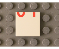 Tile 2 x 2 with Red '01' Lower Half Pattern