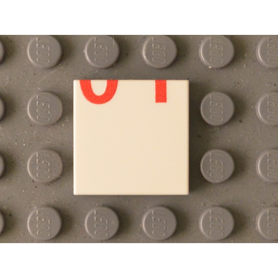 Tile 2 x 2 with Red '01' Lower Half Pattern