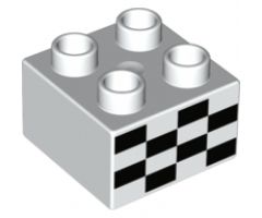 Duplo, Brick 2 x 2 with Checkered Flag Pattern