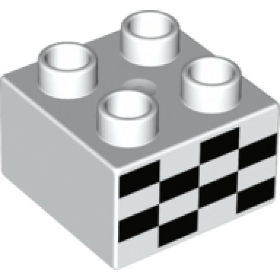 Duplo, Brick 2 x 2 with Checkered Flag Pattern