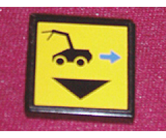 Tile 2 x 2 with Black Car and Blue Arrow Right Pattern (Sticker) - Set 8480