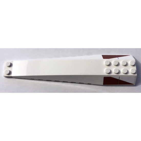 Wedge 16 x 4 Triple Curved with Red and White Diagonal Pattern on Both Sides (Stickers) - Set 10215