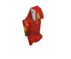 Animal, Air Bird Parrot First Version with Small Beak with Green and Yellow Feathers, White Face and Yellow Beak Pattern