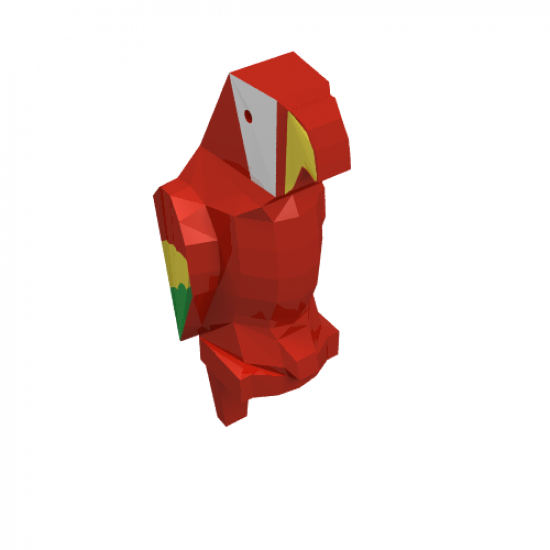 Animal, Air Bird Parrot First Version with Small Beak with Green and Yellow Feathers, White Face and Yellow Beak Pattern
