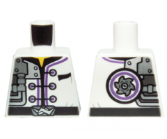 Torso Ninjago Robe with Three Black Clasps, Mechanical Parts and Silver Saw Blade Pattern