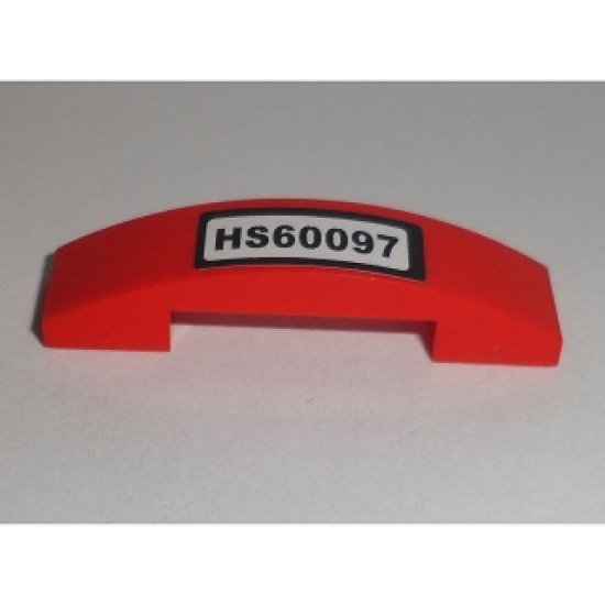 Slope, Curved 4 x 1 Double with Black 'HS60097' License Plate Pattern (Sticker) - Set 60097