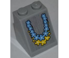 Slope 65 2 x 2 x 2 with Bottom Tube with Medium Blue and Yellow Flower Garlands Pattern (Sticker) - Set 3818