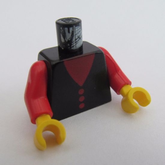 Torso Red V-Neck and Buttons Pattern / Red Arms / Yellow Hands