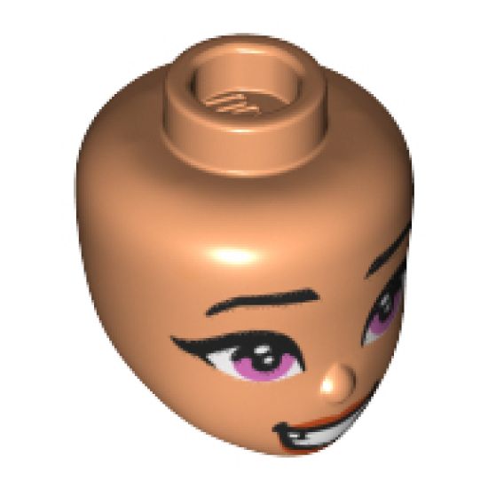 Mini Doll, Head Friends with Black Eyebrows, Medium Lavender Eyes, Dark Orange Lips and Open Smile Pattern